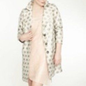 NWT Isabel Toledo Metallic Foil Cream Linen Rayon Duster Trench Coat Sz 22